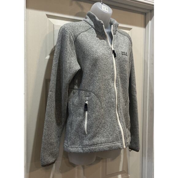 Jack Wolfskin Fleece Jacket women M Gray full Zip Outdoor Casual Cnanuk 200 - Picture 2 of 11